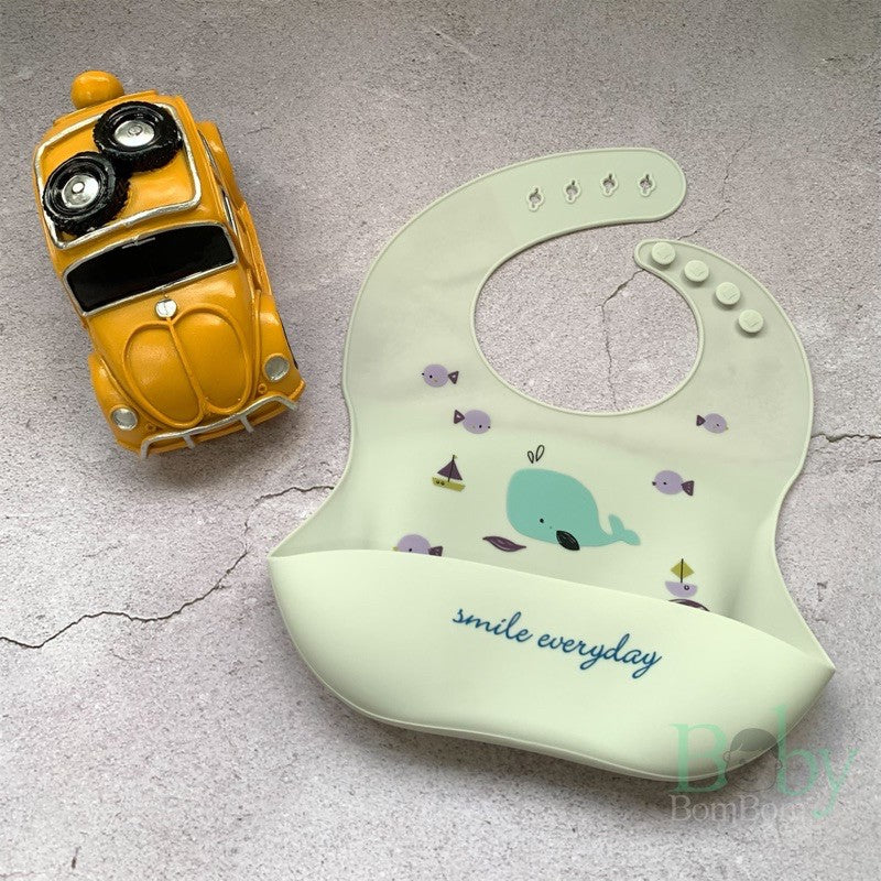[BABY BOM BOM] Baby Food-grade Silicone Bibs Waterproof