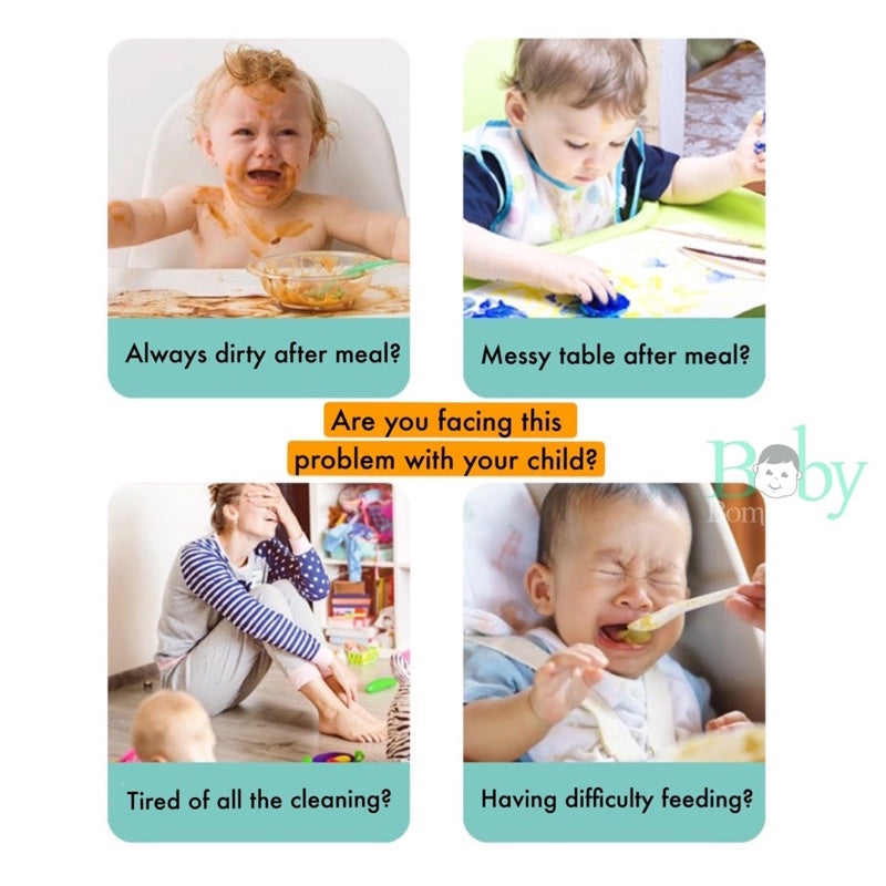 Waterproof Baby Dining BLW Tray With Bib