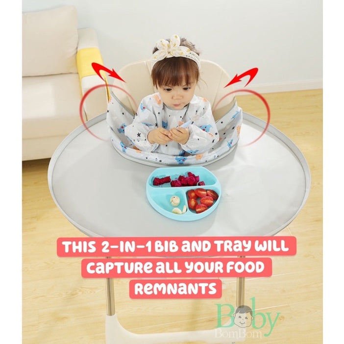 Waterproof Baby Dining BLW Tray With Bib
